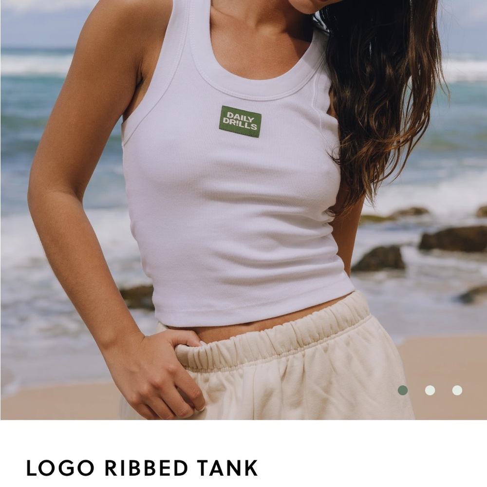 Daily Drills White Ribbed Crop Tank Top